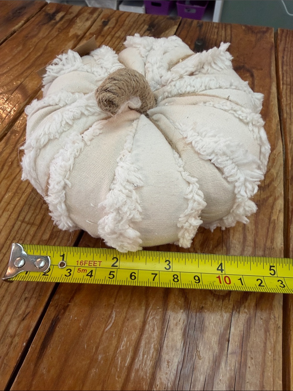 Cream Textured Fabric Pumpkin